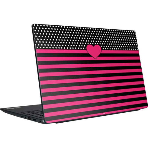 Polka Dots and Stripes Heart in Pink Dell Vostro Skin