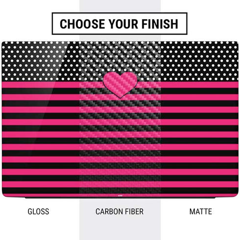 Polka Dots and Stripes Heart in Pink Dell Vostro Skin