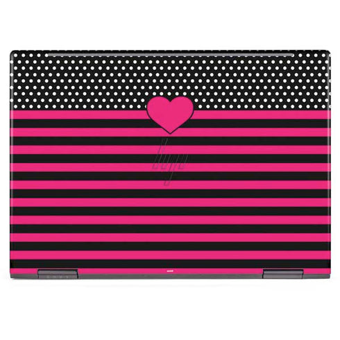 Polka Dots and Stripes Heart in Pink HP Envy Skin