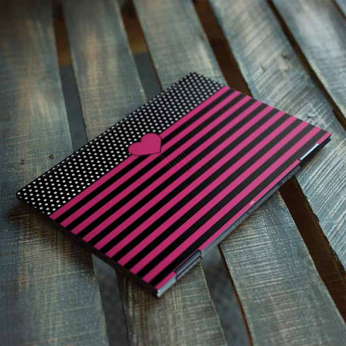 Polka Dots and Stripes Heart in Pink HP Envy Skin