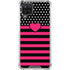 Polka Dots and Stripes Heart in Pink Galaxy A12 Clear Case