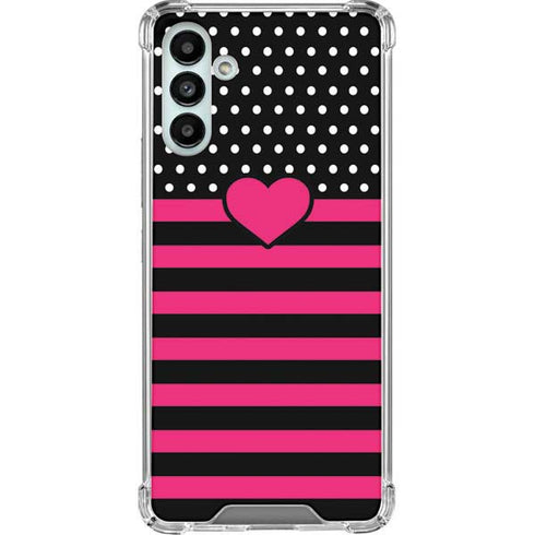 Polka Dots and Stripes Heart in Pink Galaxy A13 5G Clear Case