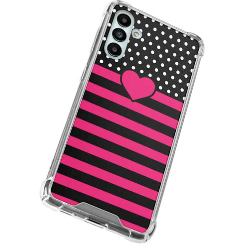 Polka Dots and Stripes Heart in Pink Galaxy A13 5G Clear Case