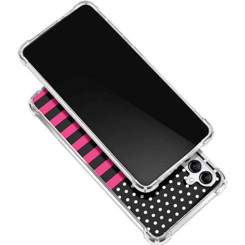 Polka Dots and Stripes Heart in Pink Galaxy A15 5G Clear Case