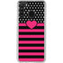 Polka Dots and Stripes Heart in Pink Galaxy A21 Clear Case