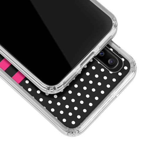 Polka Dots and Stripes Heart in Pink Galaxy A30 Clear Case