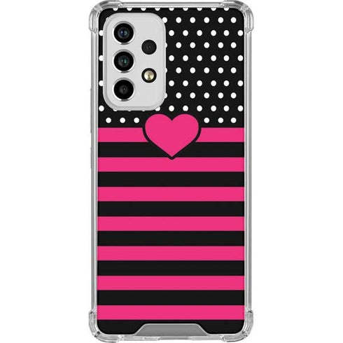 Polka Dots and Stripes Heart in Pink Galaxy A33 5G Clear Case