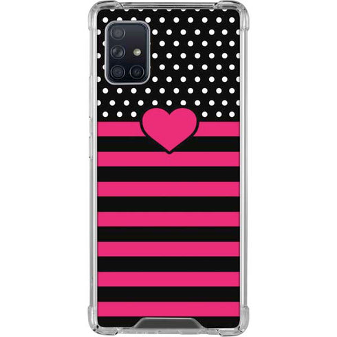 Polka Dots and Stripes Heart in Pink Galaxy A51 5G Clear Case