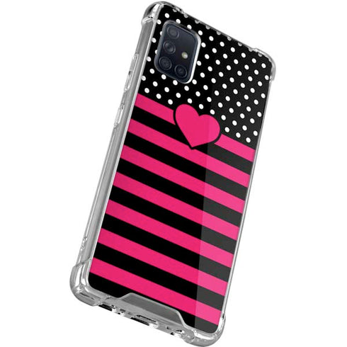 Polka Dots and Stripes Heart in Pink Galaxy A51 5G Clear Case
