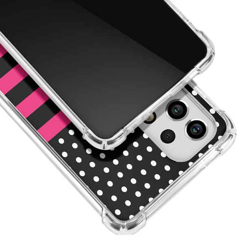 Polka Dots and Stripes Heart in Pink Galaxy A53 5G Clear Case