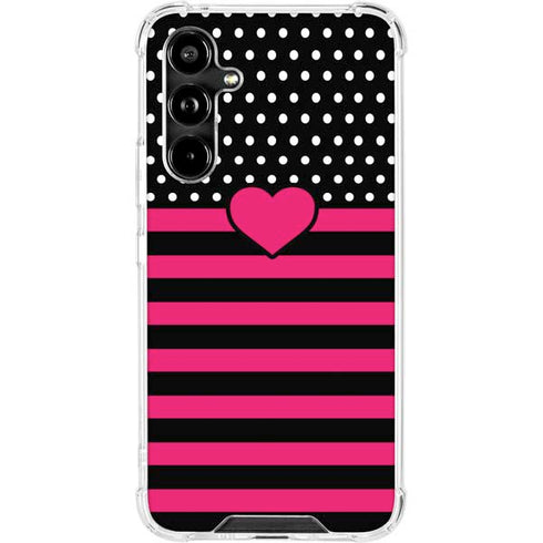 Polka Dots and Stripes Heart in Pink Galaxy A54 5G Clear Case