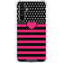 Polka Dots and Stripes Heart in Pink Galaxy A54 5G Clear Case