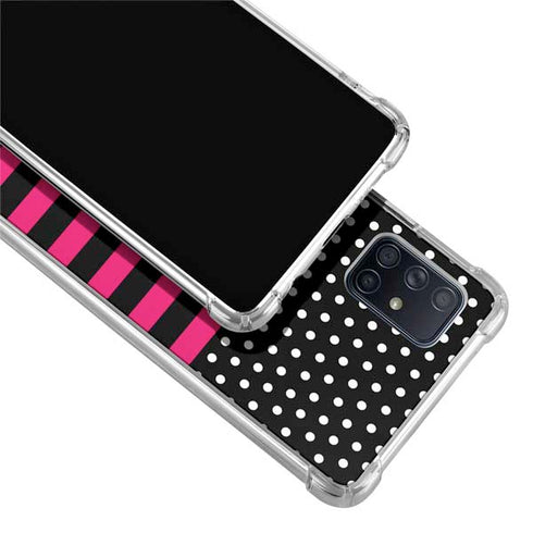 Polka Dots and Stripes Heart in Pink Galaxy A71 5G Clear Case