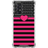Polka Dots and Stripes Heart in Pink Galaxy A72 5G Clear Case