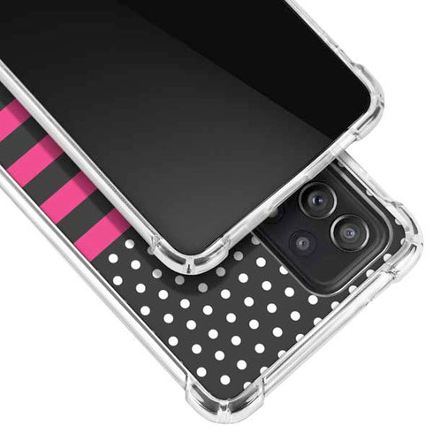 Polka Dots and Stripes Heart in Pink Galaxy A72 5G Clear Case