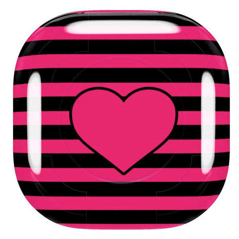 Polka Dots and Stripes Heart in Pink Galaxy Buds Live Skin