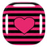 Polka Dots and Stripes Heart in Pink Galaxy Buds Live Skin