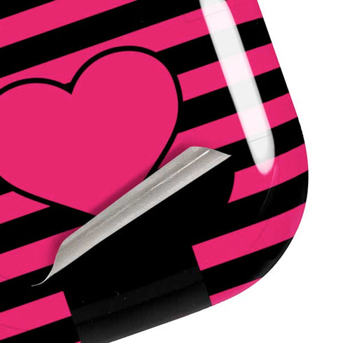 Polka Dots and Stripes Heart in Pink Galaxy Buds Live Skin