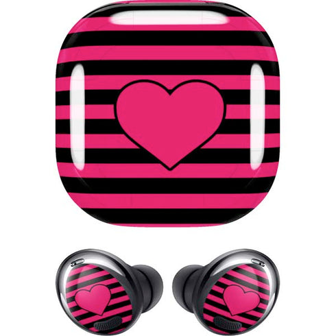 Polka Dots and Stripes Heart in Pink Galaxy Buds Pro Skin