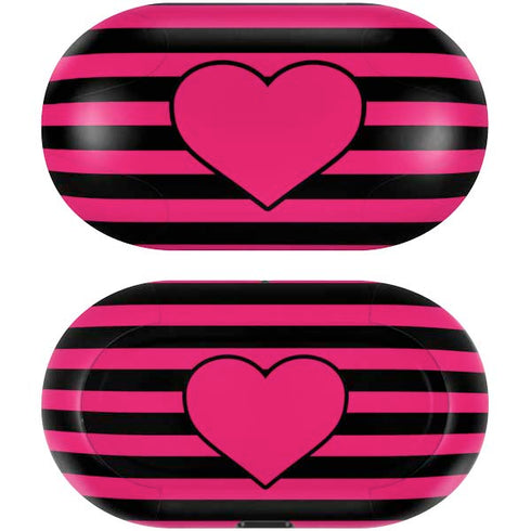 Polka Dots and Stripes Heart in Pink Galaxy Buds Skin