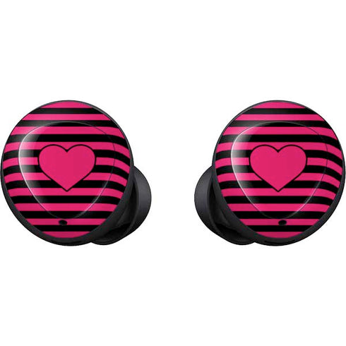 Polka Dots and Stripes Heart in Pink Galaxy Buds Skin