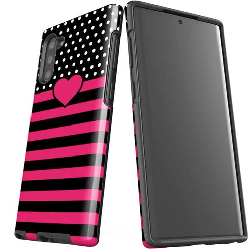 Polka Dots and Stripes Heart in Pink Galaxy Note 10 Pro Case