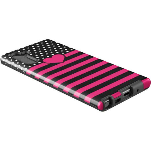 Polka Dots and Stripes Heart in Pink Galaxy Note 10 Pro Case