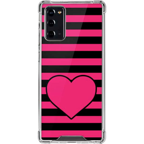 Polka Dots and Stripes Heart in Pink Galaxy Note20 5G Clear Case