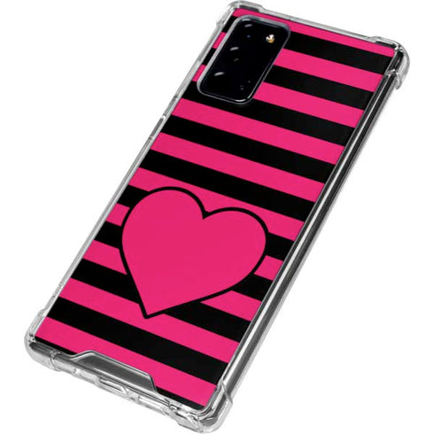 Polka Dots and Stripes Heart in Pink Galaxy Note20 5G Clear Case