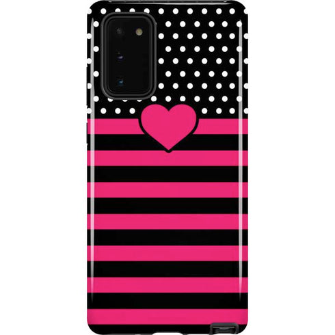 Polka Dots and Stripes Heart in Pink Galaxy Note20 5G Pro Case