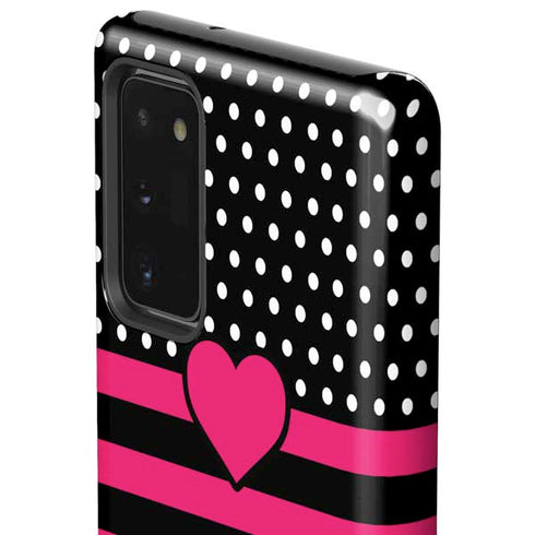 Polka Dots and Stripes Heart in Pink Galaxy Note20 5G Pro Case