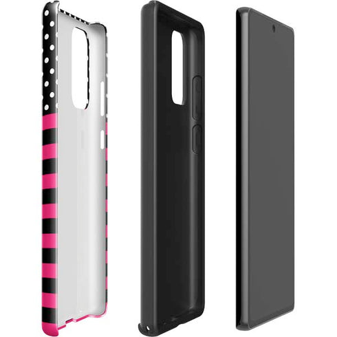 Polka Dots and Stripes Heart in Pink Galaxy Note20 5G Pro Case
