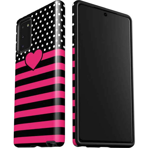 Polka Dots and Stripes Heart in Pink Galaxy Note20 5G Pro Case