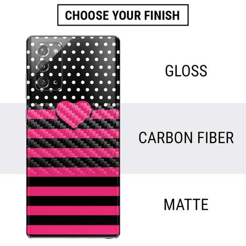 Polka Dots and Stripes Heart in Pink Galaxy Note20 5G Skin