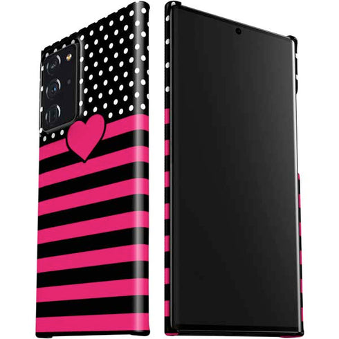Polka Dots and Stripes Heart in Pink Galaxy Note20 Ultra 5G Lite Case