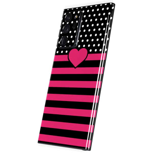 Polka Dots and Stripes Heart in Pink Galaxy Note20 Ultra 5G Skin
