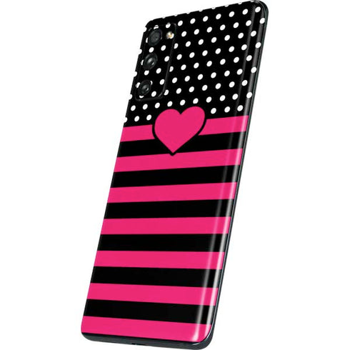 Polka Dots and Stripes Heart in Pink Galaxy S20 Fan Edition Skin