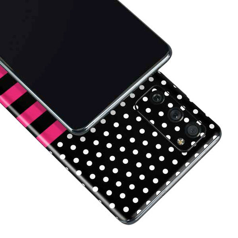Polka Dots and Stripes Heart in Pink Galaxy S20 Fan Edition Skin