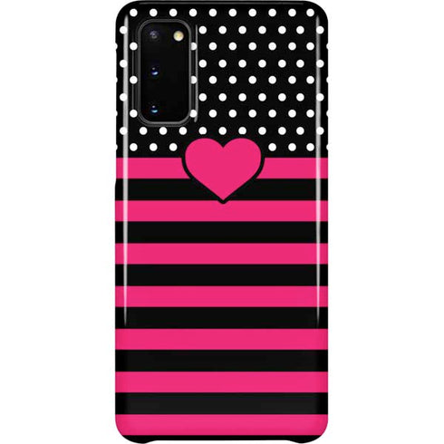 Polka Dots and Stripes Heart in Pink Galaxy S20 Lite Case