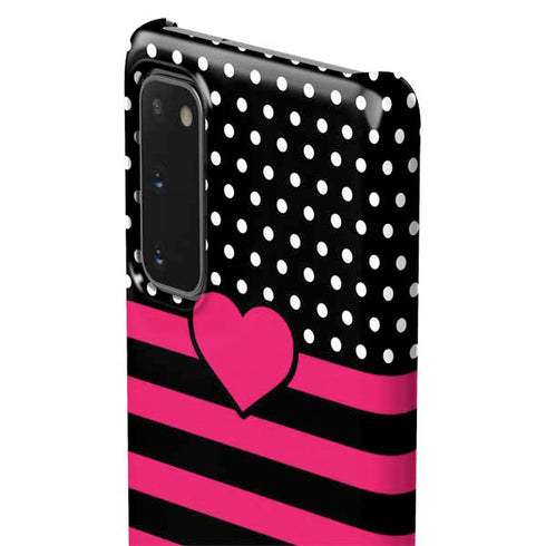 Polka Dots and Stripes Heart in Pink Galaxy S20 Lite Case