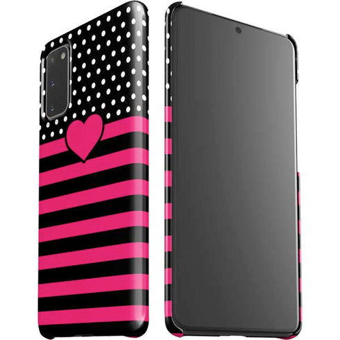 Polka Dots and Stripes Heart in Pink Galaxy S20 Lite Case