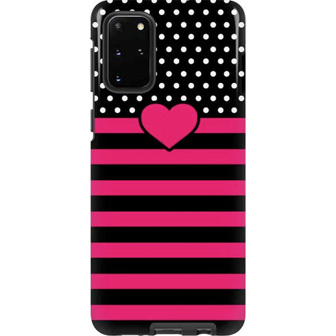 Polka Dots and Stripes Heart in Pink Galaxy S20 Plus Pro Case