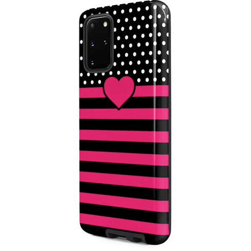Polka Dots and Stripes Heart in Pink Galaxy S20 Plus Pro Case