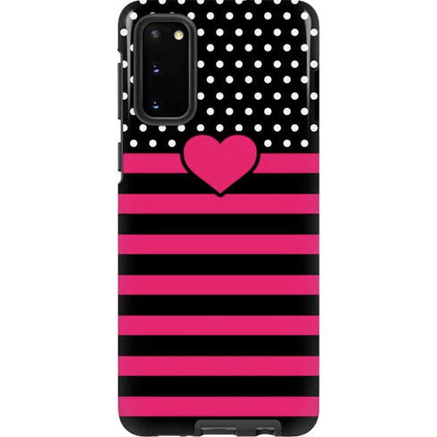Polka Dots and Stripes Heart in Pink Galaxy S20 Pro Case