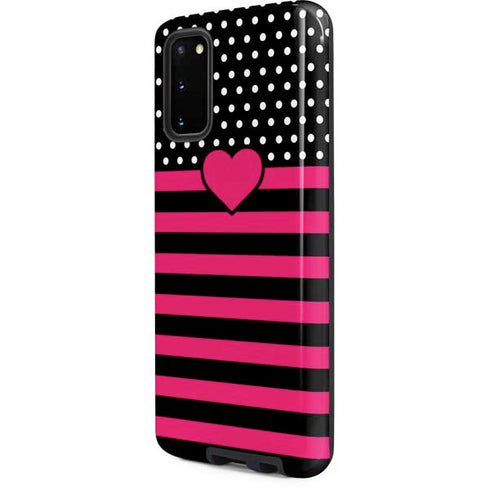 Polka Dots and Stripes Heart in Pink Galaxy S20 Pro Case