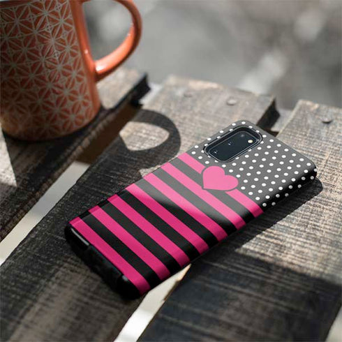 Polka Dots and Stripes Heart in Pink Galaxy S20 Pro Case