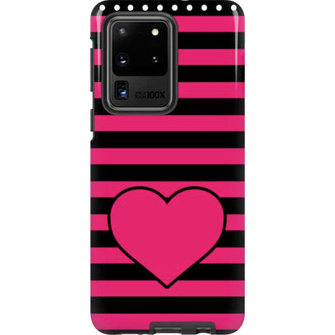 Polka Dots and Stripes Heart in Pink Galaxy S20 Ultra 5G Pro Case