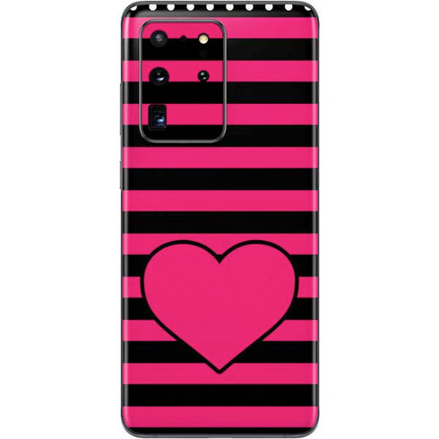 Polka Dots and Stripes Heart in Pink Galaxy S20 Ultra 5G Skin