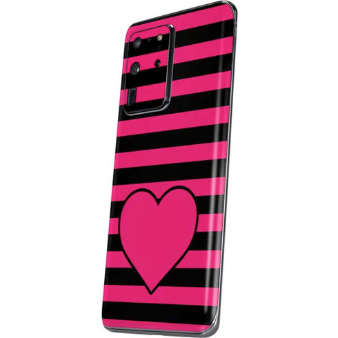 Polka Dots and Stripes Heart in Pink Galaxy S20 Ultra 5G Skin