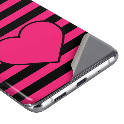 Polka Dots and Stripes Heart in Pink Galaxy S20 Ultra 5G Skin